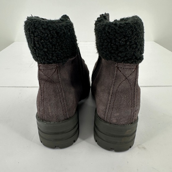 CAT Caterpillar Women Brown Suede Fur Lined Lace Up Zip Ankle Boots Size 6.5 - Picture 3 of 10